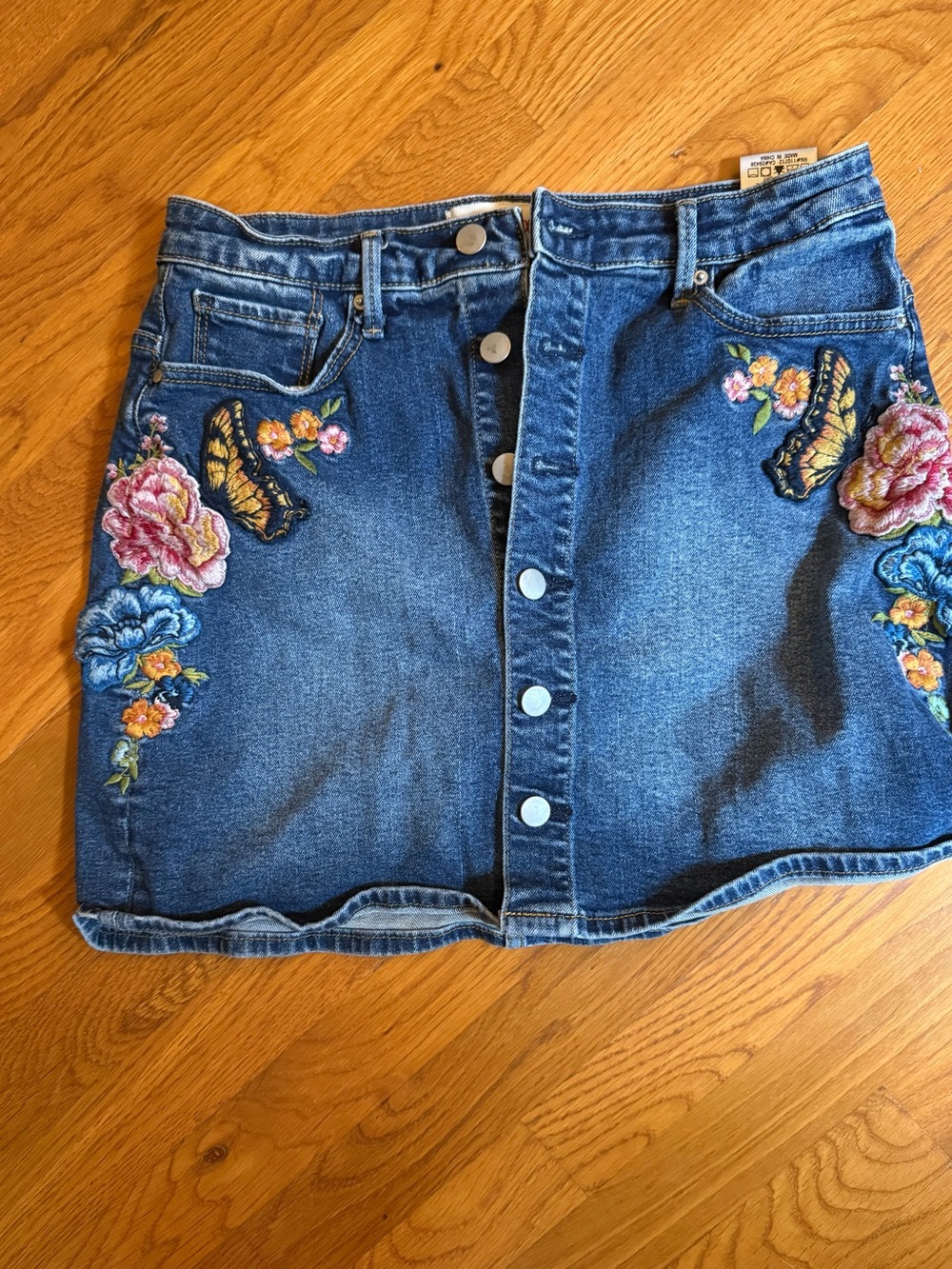 DRIFTWOOD Embroidered Denim Mini Skirt - like new